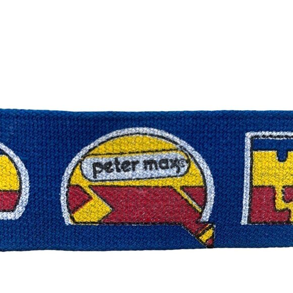 Peter Max Vintage 70s Pop Art Alphabet Belt Enamel Canvas Signed Blue Red Retro - Picture 3 of 14